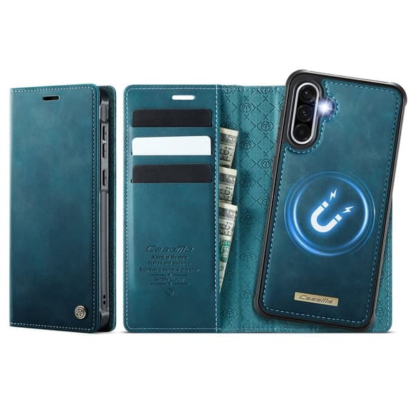 CASEME C49 Mobilskal till Samsung Galaxy A56 5G RFID-Skydd Konstläder Blå