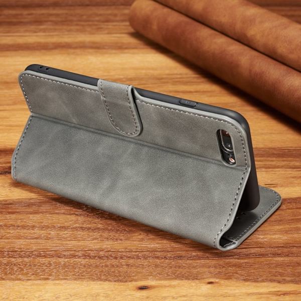 DG.MING Plånboksfodral Konstläder för iPhone 8 Plus - Grå
