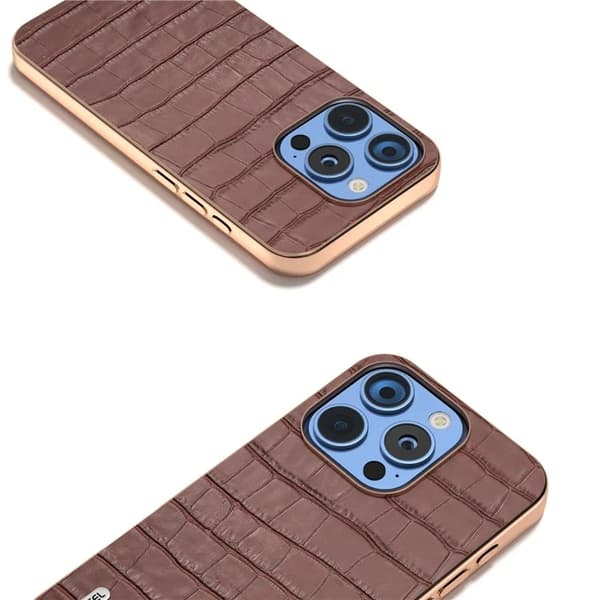 ABEEL Mobilskal till iPhone 16 Pro Äkta läder Crocodile - Brun Brun