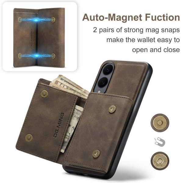DG.MING Samsung Galaxy S25 Edge Konstläder Plånboksfodral Brun