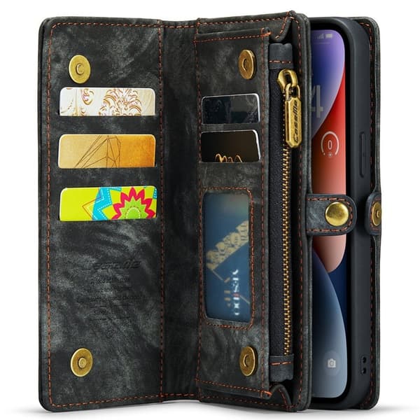 CASEME 008 iPhone 15 Pro Max Plånboksfodral Konstläder med Svart
