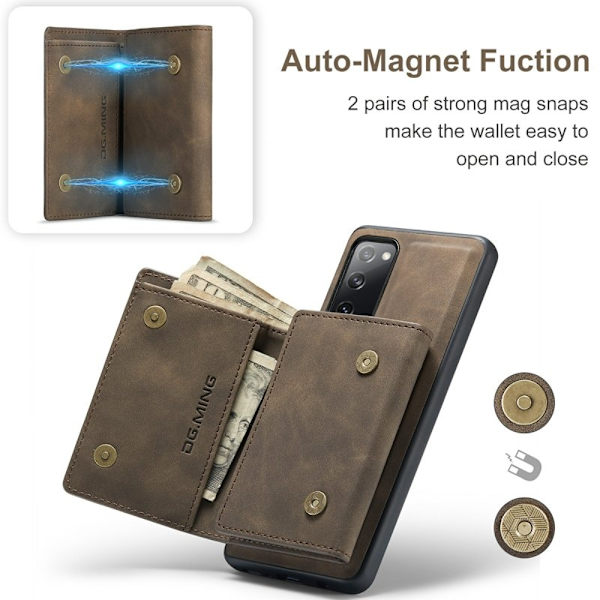 DG.MING M1 Series Magnetisk Tri-Fold Plånboksfodral - Brun