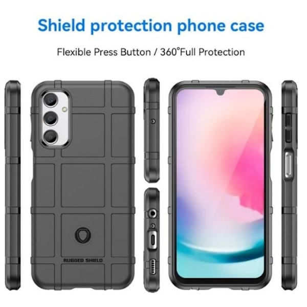 Galaxy A24 4G Mobilskal Rugged Square Grid - Svart Svart