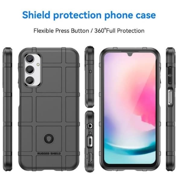 Galaxy A24 4G -puhelinkotelo Rugged Square Grid - Musta Black