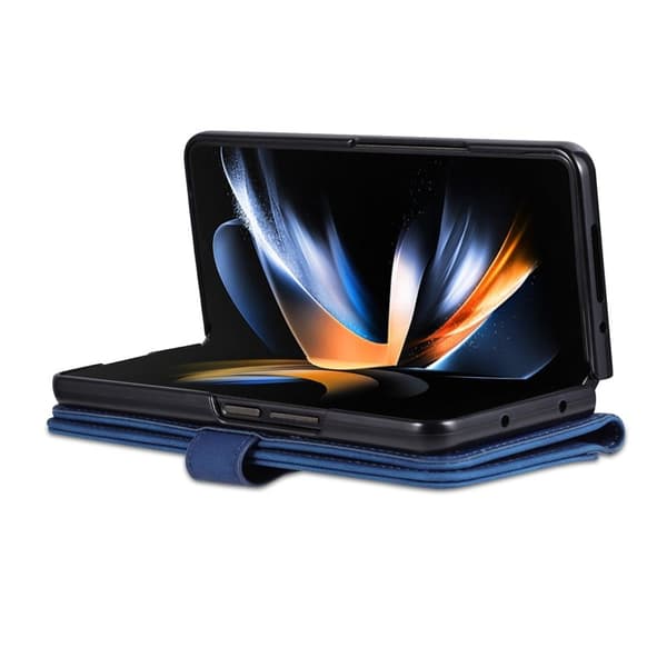 AZNS Samsung Galaxy Z Fold4 Plånboksfodral Konstläder - Blå