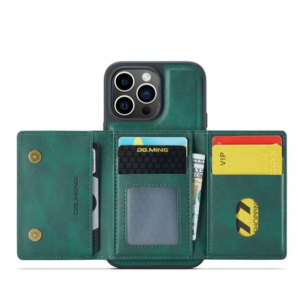 DG.MING M5 Series Mobilskal till iPhone 16 Pro Magnetiskt Konstläder Grön