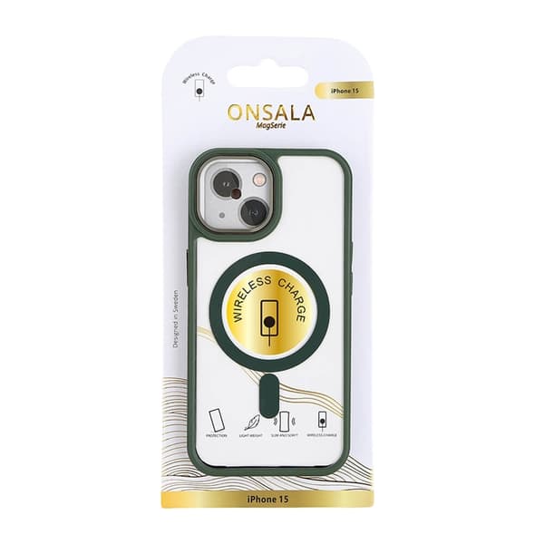 Onsala Mobilskal till iPhone 15 MagSafe Bumper - Clear/Grön Grön
