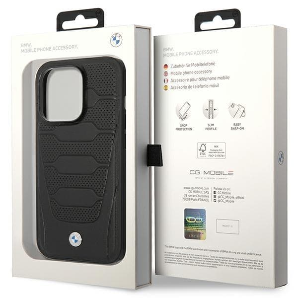 BMW Mobilskal till iPhone 14 Pro Max Läder Seats Pattern - Svart Svart