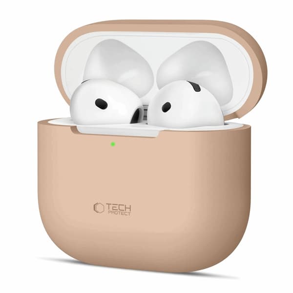 Tech-Protect AirPods 4-dæksel i silikone - Cafe Latte Brun