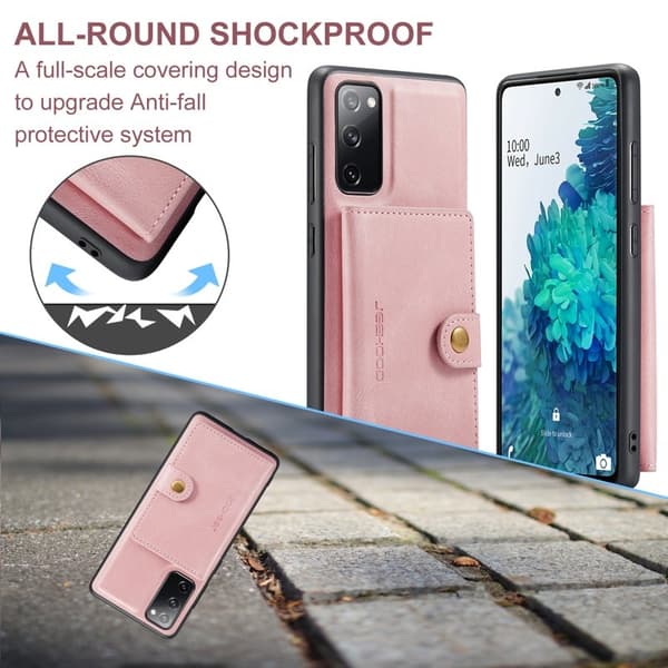 JEEHOOD Mobilskal till Samsung Galaxy S20 FE 2022 Äkta Läder - Rosa