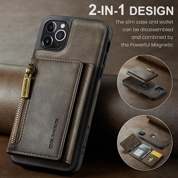 DG.MING M5 Series iPhone 11 Pro Max Plånboksfodral Konstläder - Brun
