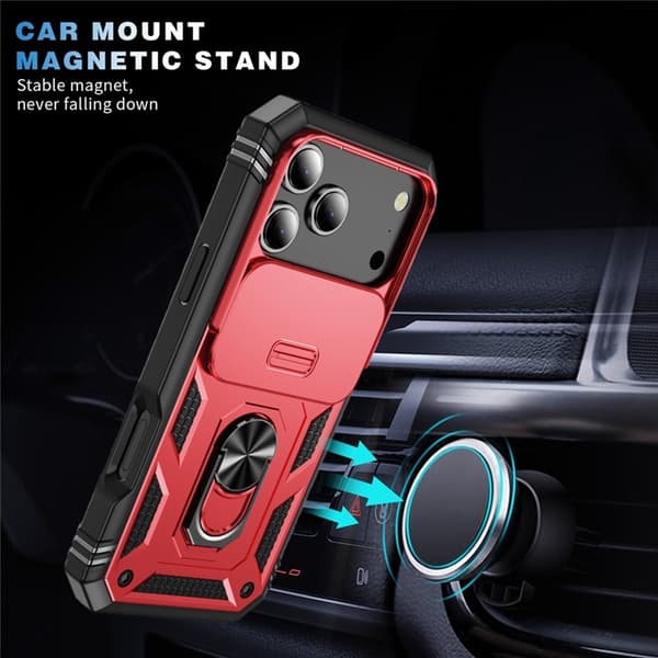Mobilskal till iPhone 17 Pro Max Slide Camshield Kickstand - Röd Röd