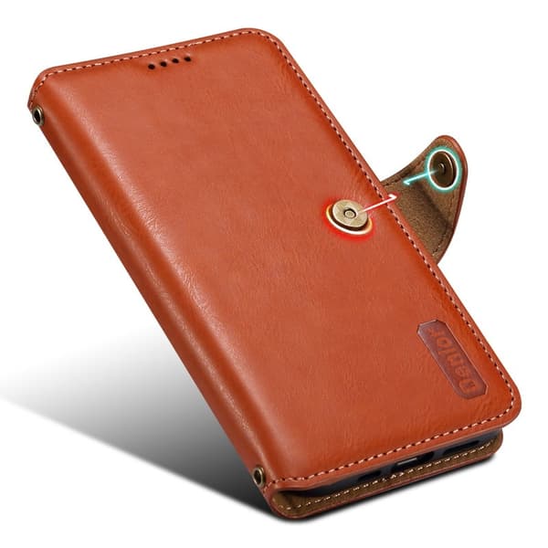DENIOR iPhone 15 Plånboksfodral Konstläder med Ställ - Brun