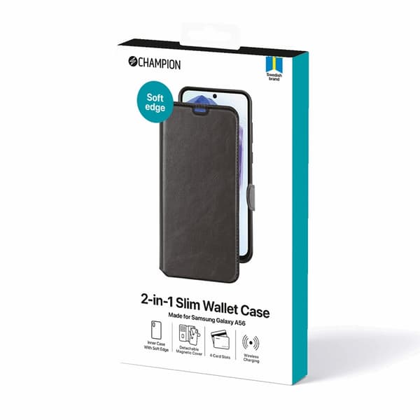 CHAMPION Galaxy A56 5G Plånboksfodral 2-in-1 Slim - Svart Black