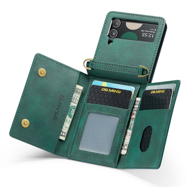 DG.MING Samsung Galaxy Z Flip3 Plånboksfodral RFID-Skydd Grön