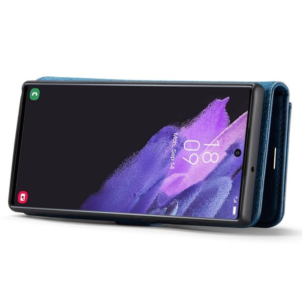 DG.MING Samsung Galaxy S22 Ultra 5G Plånboksfodral Äkta Läder 2-i-1 Plånbok Blå