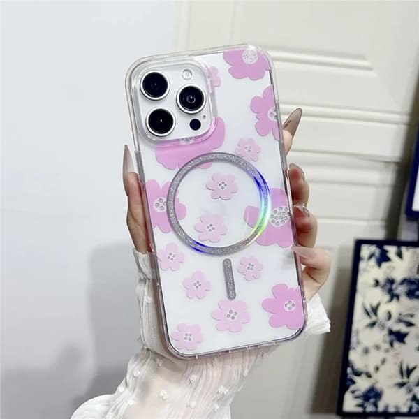 Mobilskal till iPhone 16 Pro MagSafe Laser Floral Rosa