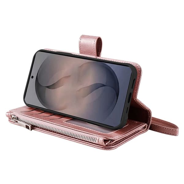 Plånboksfodral för Samsung Galaxy S26 Magnetiskt Konstläder - Roséguld
