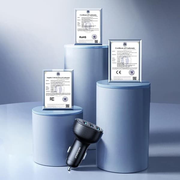 Joyroom Billaddare 3.4A 3x USB-A med Display - Svart Black