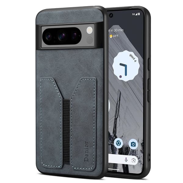 DENIOR Google Pixel 8 Pro Fodral KonstLäder med Kortfack - Grå