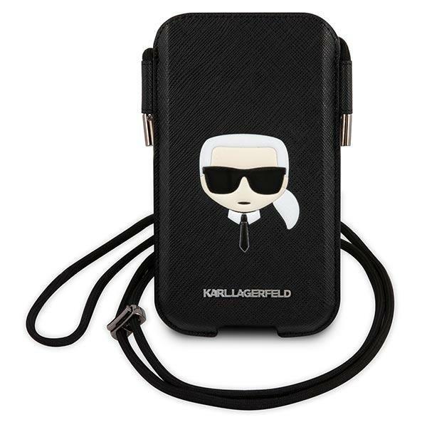 Karl Lagerfeld Saffiano Ikonik Karl's Head 6.9\" Kaulakoru Black