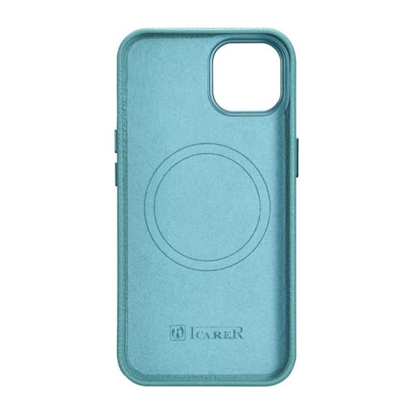iCarer iPhone 14 Cover Magsafe Ægte Læder Litchi Premium - Grøn Grön