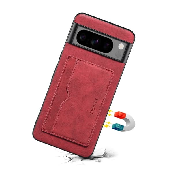 DENIOR Google Pixel 8 Pro Fodral Konstläder Ställ - Röd