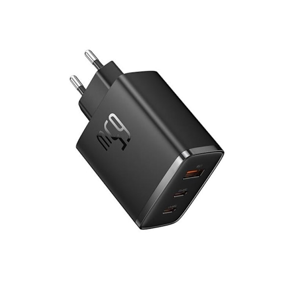 Baseus GaN Väggladdare 2x USB-C Till USB-A 65W Cube Pro - Svart Svart