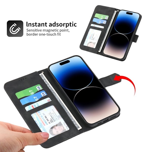 DIERFENG DF-03 Plånboksfodral i Konstläder för iPhone 12 Pro Max - Svart