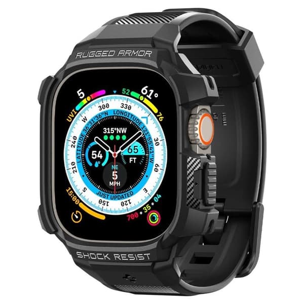 Spigen Apple Watch Ultra (49mm) Rem Rugged Armor Pro - Sort Svart