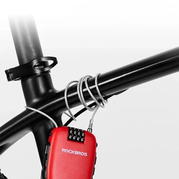 Rockbros Cykellås Med Indragbar Kabel - Röd