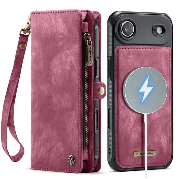 CASEME 008 iPhone Air Plånboksfodral i Konstläder med - Röd