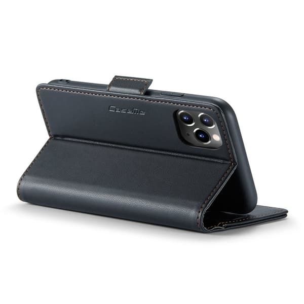 CASEME iPhone 11 Pro Max Plånboksfodral Konstläder RFID-Skydd Svart