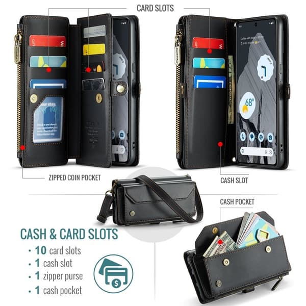 CASEME Plånboksfodral Konstläder till Google Pixel 8 Pro - Svart