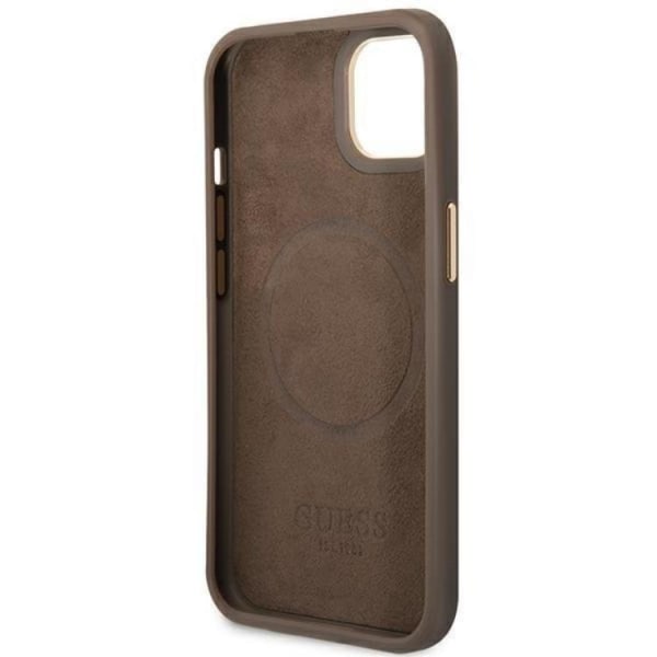 GUESS iPhone 14 Plus Mobile Cover MagSafe 4G -logolevy - ruskea
