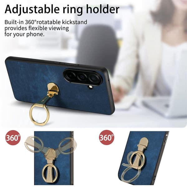 CASENEO Mobilskal för Samsung Galaxy S26 Plus Fällbar Kickstand Konstläder - Blå
