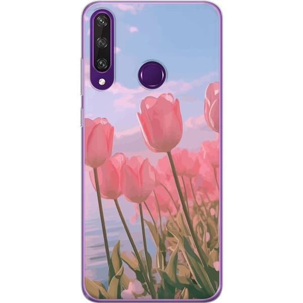 Mobilcover til Huawei Y6p med lyserøde tulipaner