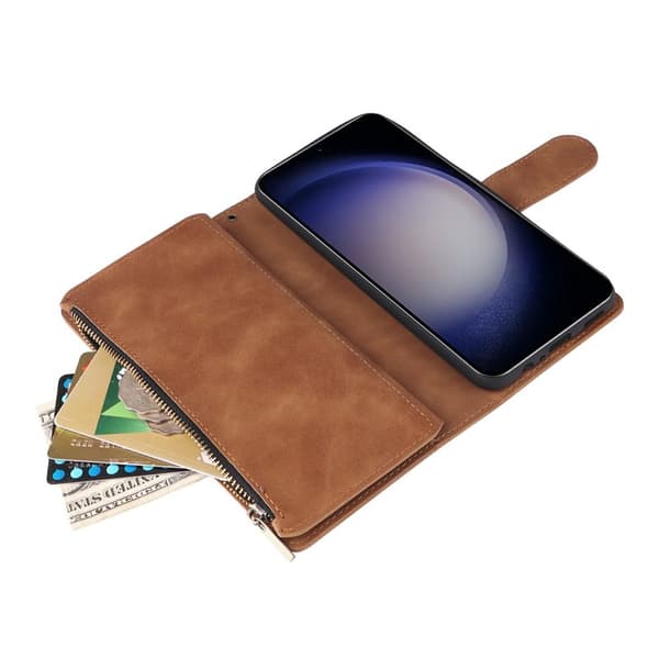 Plånboksfodral för Samsung Galaxy S26 Plus Konstläder Flera kortfack - Brun