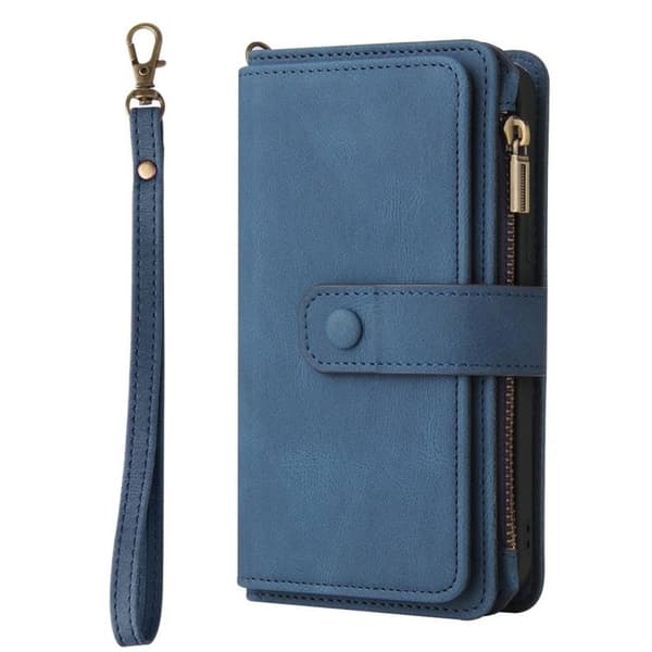 iPhone 14 Pro -lompakkokotelo KT Zipper - Sininen Blå
