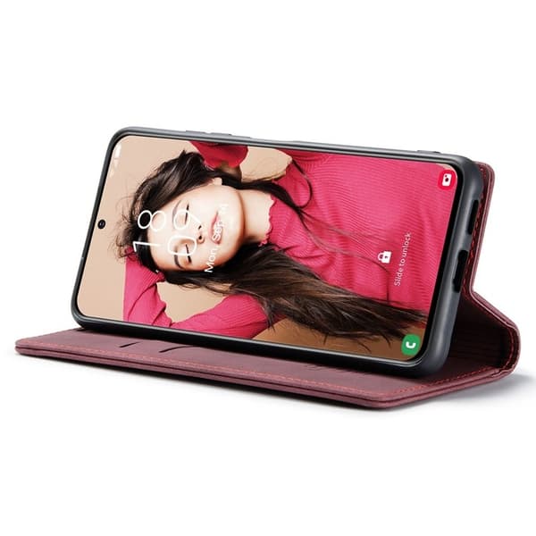 CASEME 013 Plånboksfodral för Samsung Galaxy S21 FE - Röd