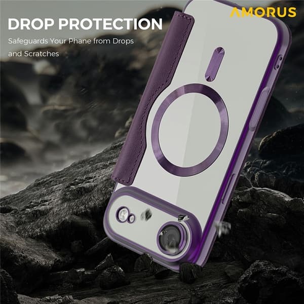 AMORUS iPhone Air Plånboksfodral MagSafe RFID-Skydd - Lila Lila