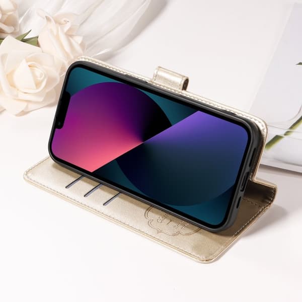 Oppo Find X9 Pro 5G Plånboksfodral Konstläder Blomtryck - Guld