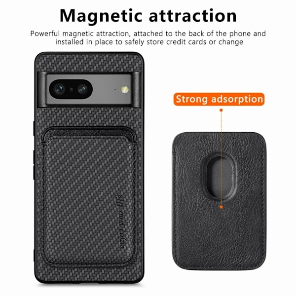 Google Pixel 7A Mobilskal Korthållare Detachable - Svart Svart