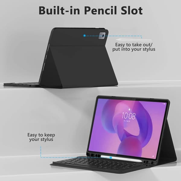 Tech-Protect Lenovo Idea Tab Plus Taske med Tastatur - Sort Svart