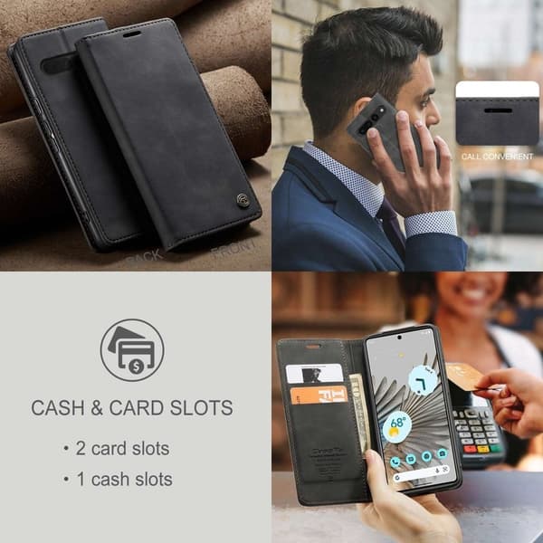 CASEME 013 Series Google Pixel 7 Pro Plånboksfodral Konstläder Svart