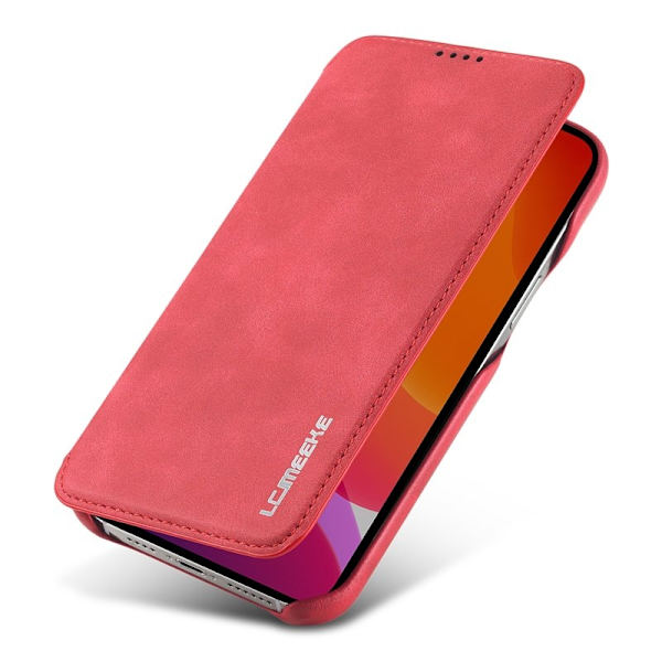 LC.IMEEKE iPhone 12 Pro Plånboksfodral i Konstläder - Röd