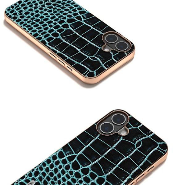 ABEEL Mobilskal till iPhone 16 Plus Electroplating Äkta Läder Grön