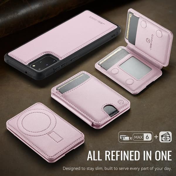 JEEHOOD Mobilskal till Samsung Galaxy S20 Plus Konstläder - Rosa Rosa