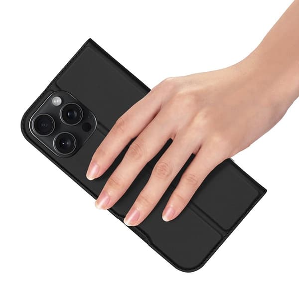 DUX DUCIS Skin Pro iPhone 16 Pro Plånboksfodral KonstLäder - Svart
