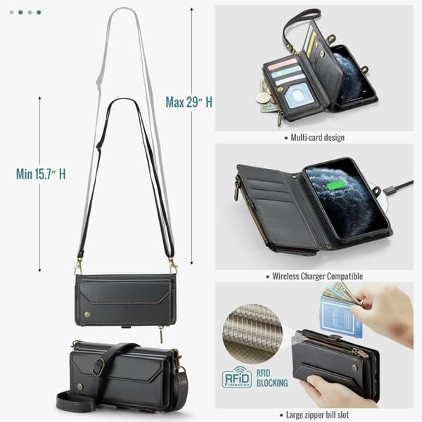 CASEME Plånboksfodral Konstläder för iPhone 11 Pro Max - Svart